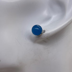 Fashion Agate Round Post Earrings | 8mm | Blue | 1 Pair |