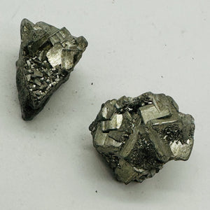 Pyrite Crystal Nugget Beads | 24x24x19mm to 22x16x16mm | Silver Gold | 2 Beads |