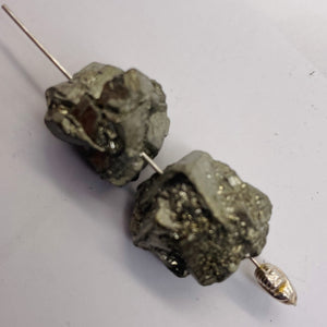 Pyrite Crystal Nugget Beads | 18x14x15 to 18x16x14mm | Silver Gold | 2 Beads |