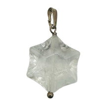 Load image into Gallery viewer, Hand Carved Clear Quartz Star Pendant Sterling Silver Crystal Necklace 1in
