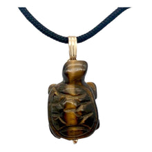 Load image into Gallery viewer, Tiger's Eye Turtle Pendant Necklace|Semi Precious Stone Jewelry|14k Pendant
