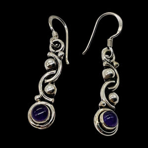 Amethyst Sterling Silver Drop/Dangle Earrings | 1 1/2" Long | Purple | 1 Pair |