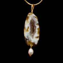 Load image into Gallery viewer, Druzy Agate Slice Designer 14kgf Pendant | 2 1/2" Long | Druzy Agate Crystal |
