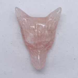 Rose Quartz Carving Wolf Head Pendant Bead | 40x30x10mm | Pink | 1 Bead |