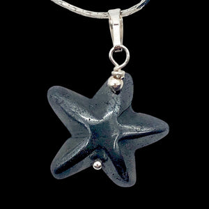 Hematite Starfish Pendant Necklace | Semi Precious Stone | Silver Pendant |