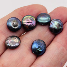 Load image into Gallery viewer, Ebony Rainbow Coin Pearls | 10-12mm | Lavender Blue Pink | 6 Pearls |
