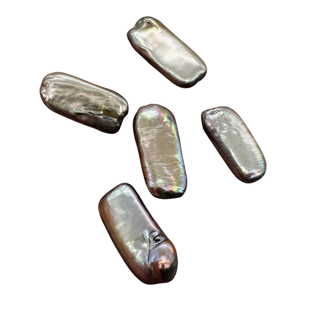 5 Glamour Platinum FW Rectangle Coin Pearls 9935