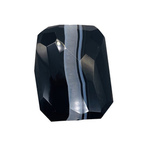 Onyx Flat Faceted Rectangular Pendant Bead | 50x48x14mm | Black White | 1 Bead |