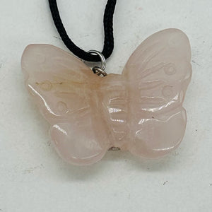 Rose Quartz Stone Butterfly Pendant | 1" Long | Pink | 1 Pendant Necklace |