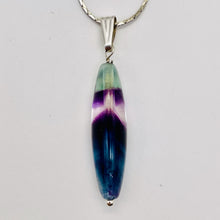 Load image into Gallery viewer, Fluorite Sterling Silver Navette Pendant| 2&quot; Long | Purple Green | 1 Pendant |
