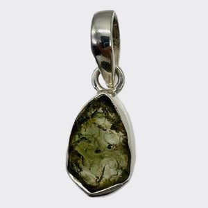 Moldavite 8.11ct Sterling Silver Oval Pendant | 7/8" Long | Green | 1 Pendant |