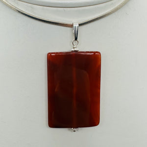 Carnelian Rectangle Cut 14kgf Pendant | 2" Long | 37x22mm (Carnelian) | Orange |