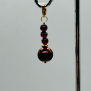 Purple Black Grape Freshwater Pearl 14K Gold Filled Pendant | 1" Long |