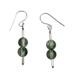 Sparkling Actinolite Quartz Sterling Silver Earrings | 1 1/2" long | 1 Pair |