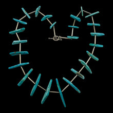 Load image into Gallery viewer, Natural Turquoise Fancy Drop Silver Tube Bead Necklace 200004
