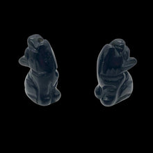 Load image into Gallery viewer, Howling New Moon 2 Carved Obsidian Wolf / Coyote Beads | 21x11x8mm | Black
