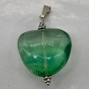 Fluorite Sterling Silver Pendant | 1 1/2" Long | Blue Green | 1 Pendant |