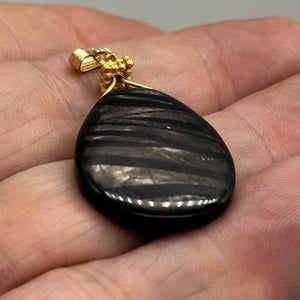 Hypersthene Briolette 14K Gold Filled Goddess Wire Wrap Pendant | 1 3/4" Long |