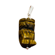 Load image into Gallery viewer, Owl Tigers Eye Pendant Necklace | Semi Precious Stone Jewelry | Yellow Gold
