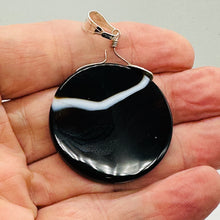 Load image into Gallery viewer, Sardonyx Agate 40mm Coin Sterling Silver Pendant | Black | 2&quot; Long |
