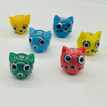 Load image into Gallery viewer, Kitty Cat Ceramic Round Beads | 15mm | Multi-Color | 6 Beads |
