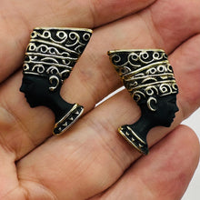 Load image into Gallery viewer, Queen Nefertiti Sterling Silver Stud Earrings 1" Egyptian Jewelry
