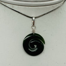 Load image into Gallery viewer, Jade New Zealand Maori Koru Sterling Silver Pendant | Green | 1&quot; Long |
