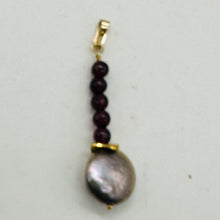 Load image into Gallery viewer, Natural Garnet and Pearl 14KGF Pendant | 1 1/2 Inch Long |
