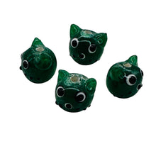 Load image into Gallery viewer, Kitty Cat Ceramic Round Beads | 15mm | Juniper Green | 4 Beads |
