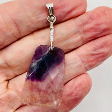 Load image into Gallery viewer, Clear and Purple Striped Fluorite and Sterling Silver Pendant | 2&quot; Long |
