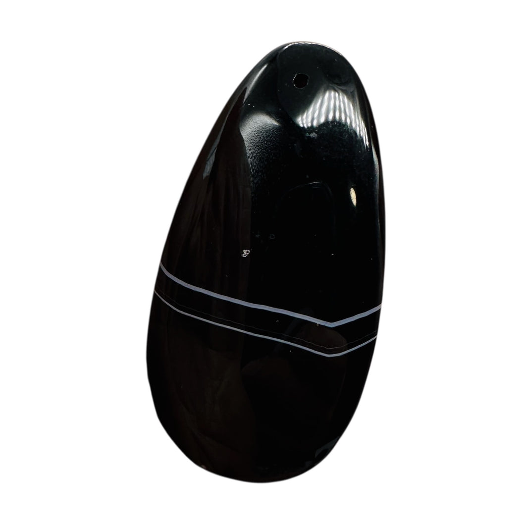 Sardonyx Large Designer Teardrop Pendant Bead| 64x33x6mm| Black.White| 1 Bead|
