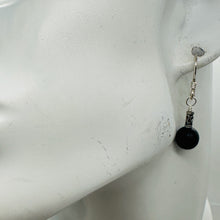 Load image into Gallery viewer, Black Stone - Africa Round Bead and Sterling Silver Earrings| Black Matte|
