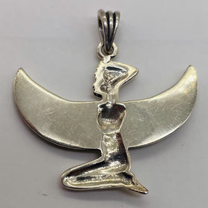 Winged Isis Sterling Silver Goddess Pendant Charm| 1 1/4" Long| Silver| 1 Charm|