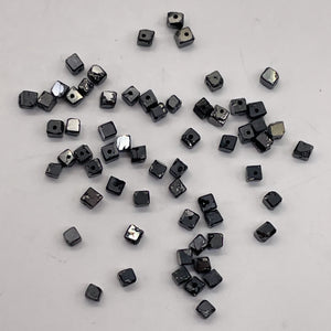 Natural Black Diamond 4.3cts Scissor Cut Cube Beads | 1x1mm to 2x1mm | 62 Beads|