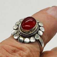 Load image into Gallery viewer, Carnelian Oval Sterling Silver Ring | Size 7 | Orange, Silver | 1 Ring |
