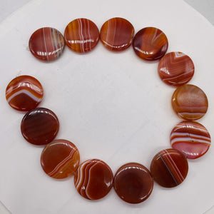 Red Sardonyx Agate Coin Pendant Bead 8" Strand (7 Beads) 5677HS