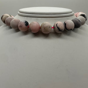 Peruvian Opal Matte Finish Round Bead Strand | 12mm | Pink, Black | 32 Beads |