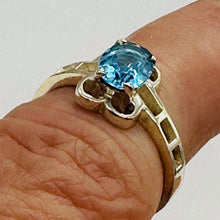 Load image into Gallery viewer, Blue Topaz Sterling Silver Ring Size 7 Natural Square Gemstone USA
