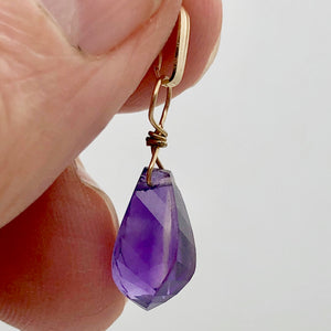 AAA Amethyst Faceted Twist Briolette Pendant | 12.5x8mm, 1" Long | Purple