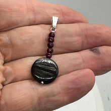 Load image into Gallery viewer, Rhodolite Garnet and Hypersthene Sterling Silver Pendant | 1 3/4 inches long |
