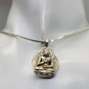 Sitting Sterling Silver Buddha Pendant | 1 1/4" Long | Silver | 1 Charm |