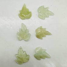 Load image into Gallery viewer, New Jade Carved Serpentine Leaf Bead Set | 28x23x4 to 23x24x4mm | 6 Beads |
