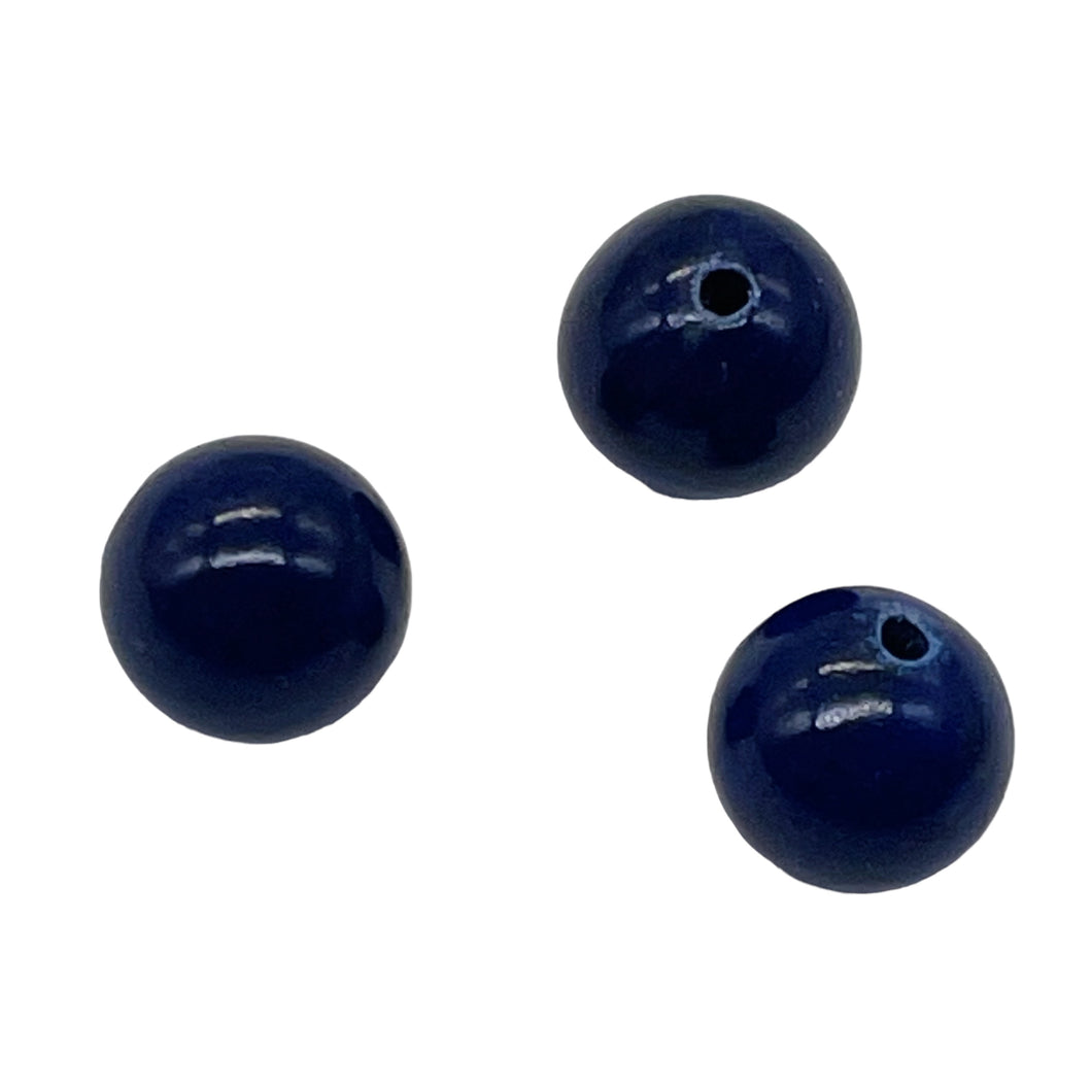 Rare Three Natural Lapis 8mm Round Beads 10265A