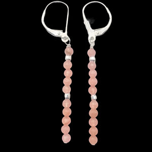 Stiletto Gem Quality Rhodochrosite Drop Silver Lever Back Earrings