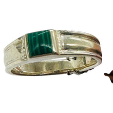 Load image into Gallery viewer, Green Malachite Square Sterling Silver Ring Size 6 Natural Gemstone Jewelry
