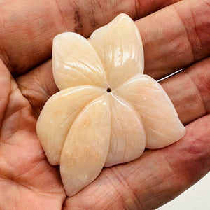 Peruvian Opal 44ct Carved Flower Pendant Bead | 40x45x5mm | Pink | 1 Bead |