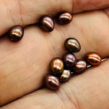 Load image into Gallery viewer, Natural Red Gold Freshwater Pearl Parcel 10 Oval Pearls 6x5mm Jewelry Making
