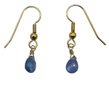 Load image into Gallery viewer, Tanzanite 14K Gold Filled Drop Wire Wrap Earrings | Lavender | 1 Inch Long |

