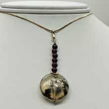 Load image into Gallery viewer, Gemmy Peruvian Opal w/Garnet 14K Gold Filled Pendant | Clear, Red |1 1/4&quot; Long |
