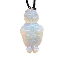 Load image into Gallery viewer, Opalized Glass Goddess Pendant Necklace | 1 1/2&quot; Long | White, Blue | 1 Pendant|
